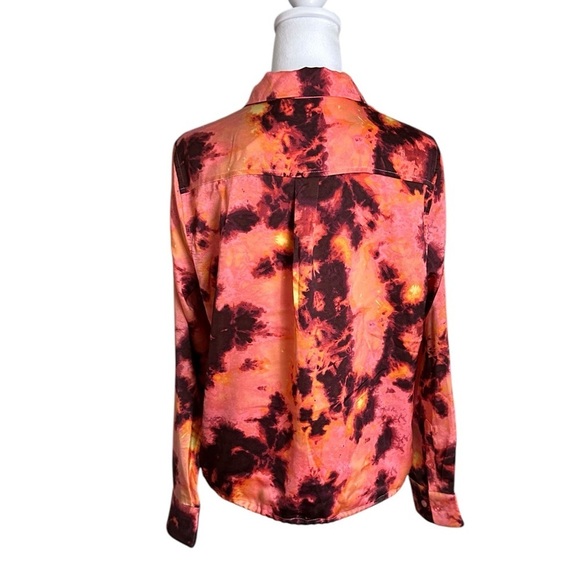 Rebecca Minkoff Tie-Dye Button-Up Collared Top Shirt Sz PM - Picture 2 of 16